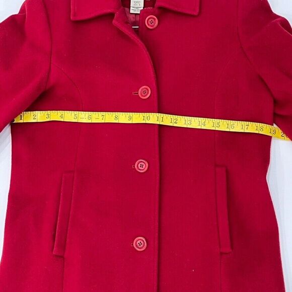 L.L. Bean Red Wool Coat Womens Size 4 Button Front Winter Classic Jacket - Picture 8 of 12